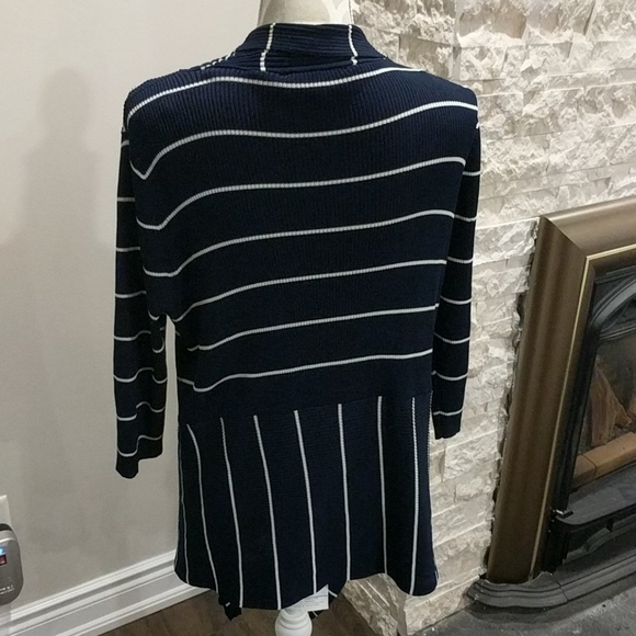 Laura petite Navy and white ribbed cardigan - Picture 6 of 6